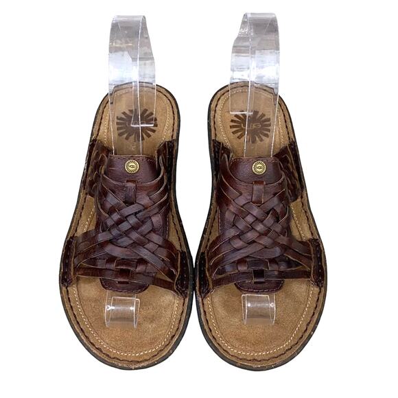 UGG Women’s Karla Brown Leather Boho Casual Sandals Size US 6 - Picture 5 of 11